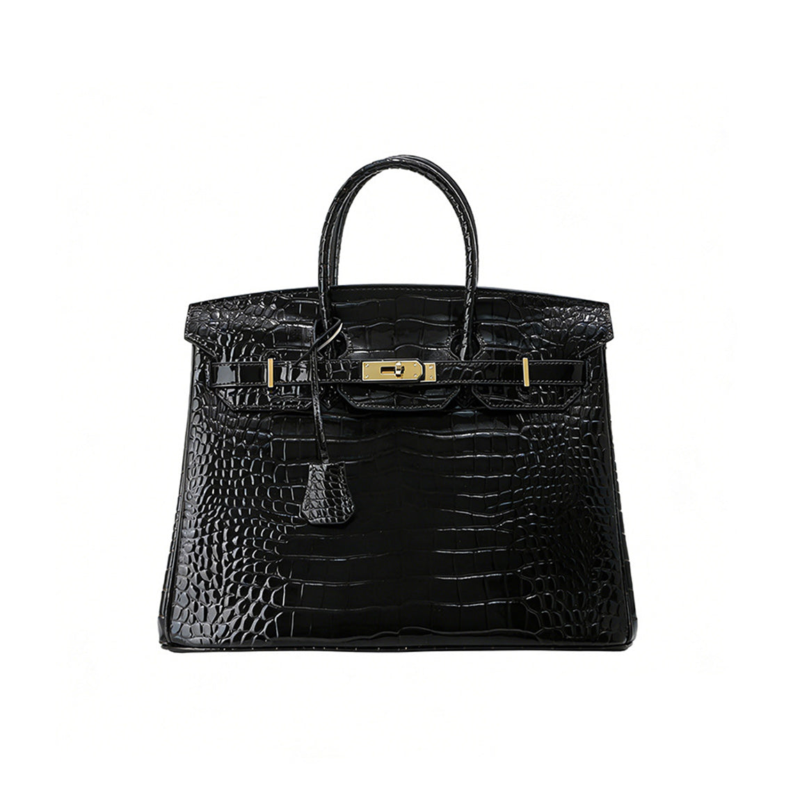Crocodile Embossed Leather Rouge Birk Handbag