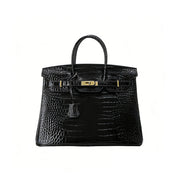 Crocodile Embossed Leather Rouge Birk Handbag