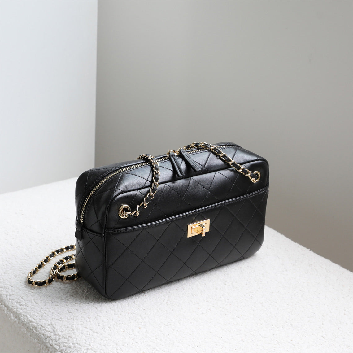 Suede Quilted Camera Bag