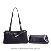 Vegetable Tanned Leather Linen Shoulder Bag