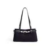 Vegetable Tanned Leather Linen Shoulder Bag