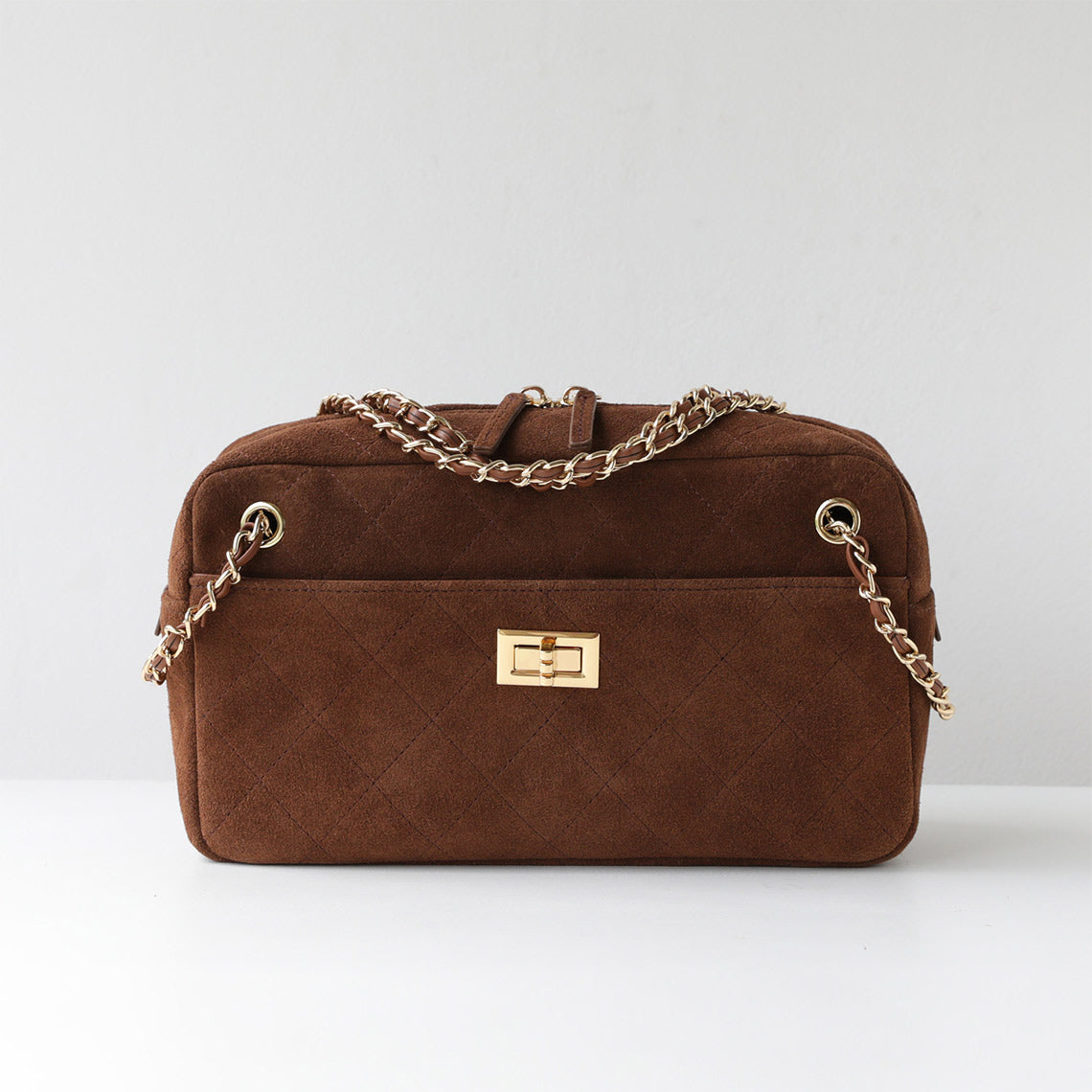Suede Quilted Camera Bag