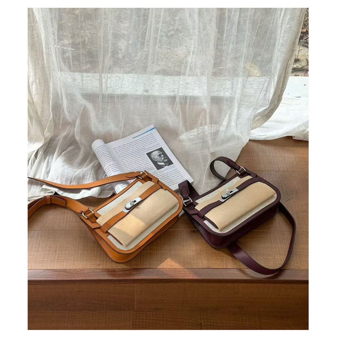 Canvas Leather Inspired Mini Crossbody Bag