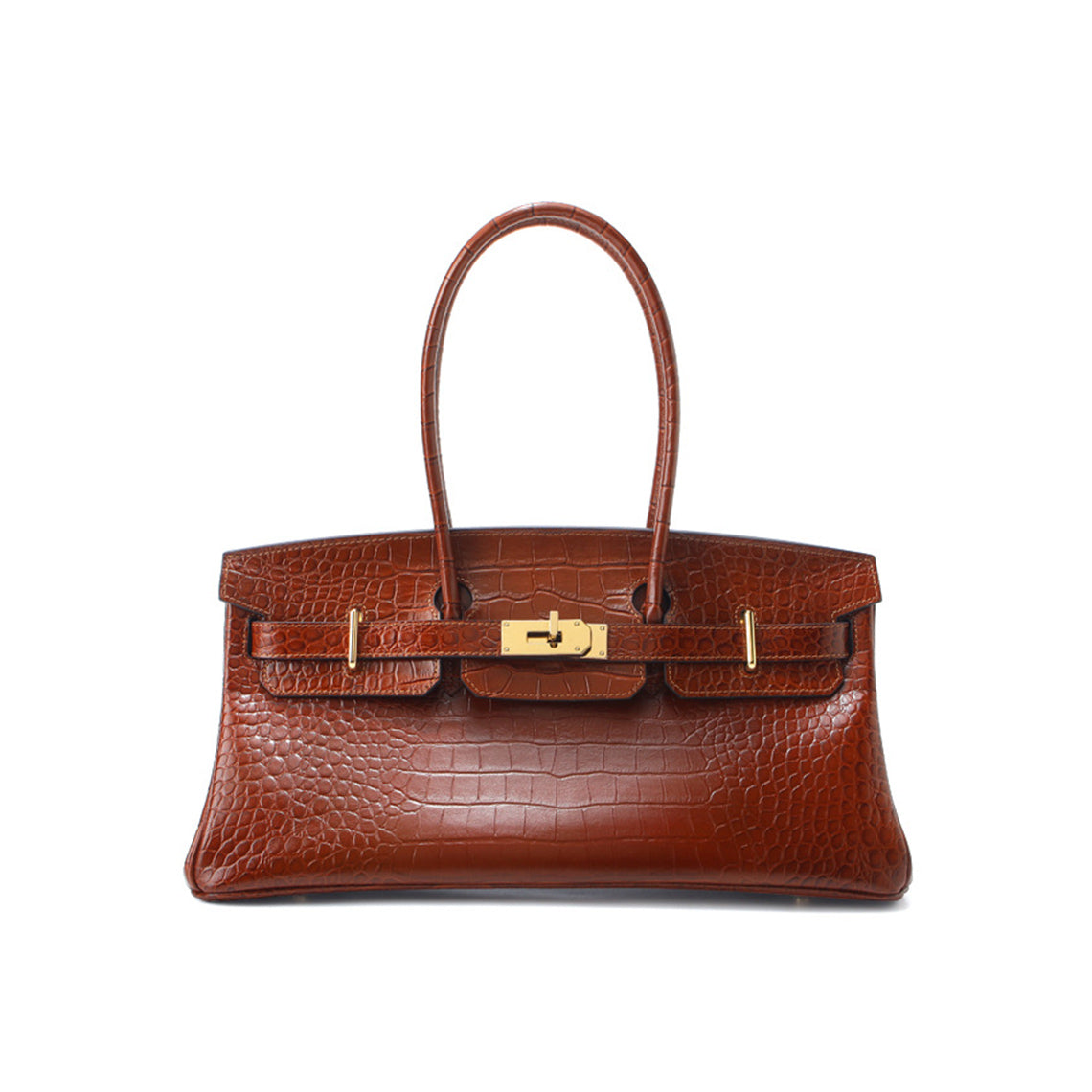 Crocodile Embossed Leather Inspired Birk Shoulder Handbag