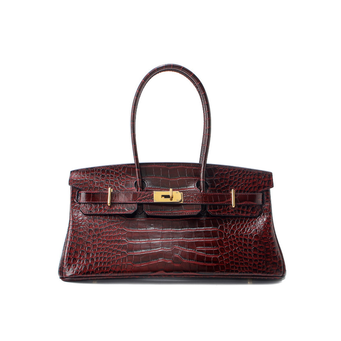 Crocodile Embossed Leather Inspired Birk Shoulder Handbag