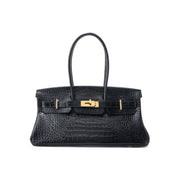 Crocodile Embossed Leather Inspired Birk Shoulder Handbag