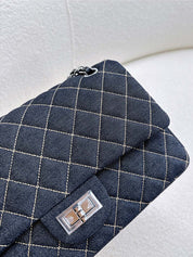 Quilted Denim Fold Chain Bag