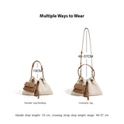 Canvas Leather Women Drawstring Bag