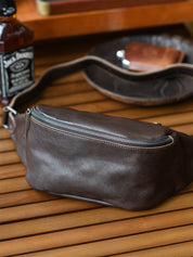Vegetable Tanned Leather Men Fanny Pack Bag
