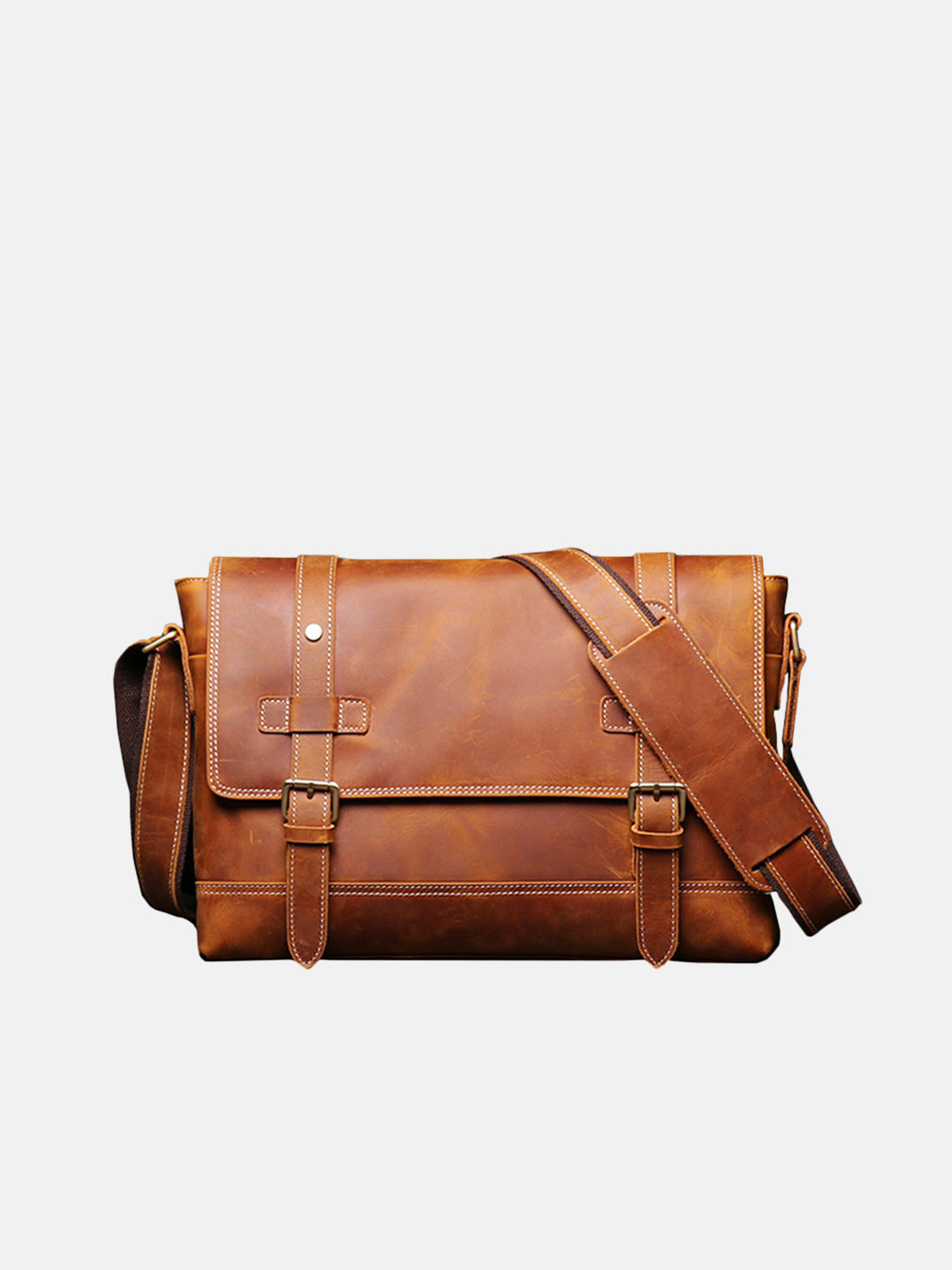 Crazy Horse Leather Men's Messenger Satchel Bag