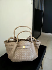 Top Grain Leather Wings Woven Handbag
