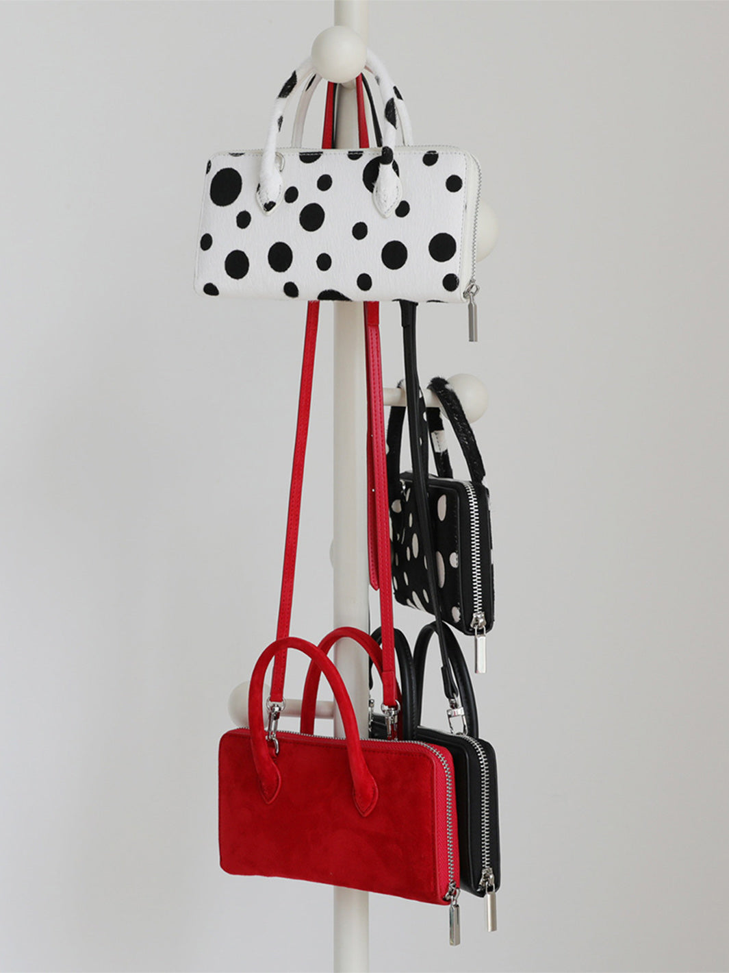 Fur Leather Polka Dot Small Clutch Handbag