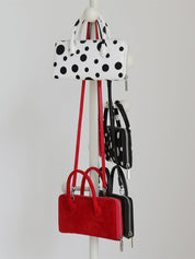 Fur Leather Polka Dot Small Clutch Handbag