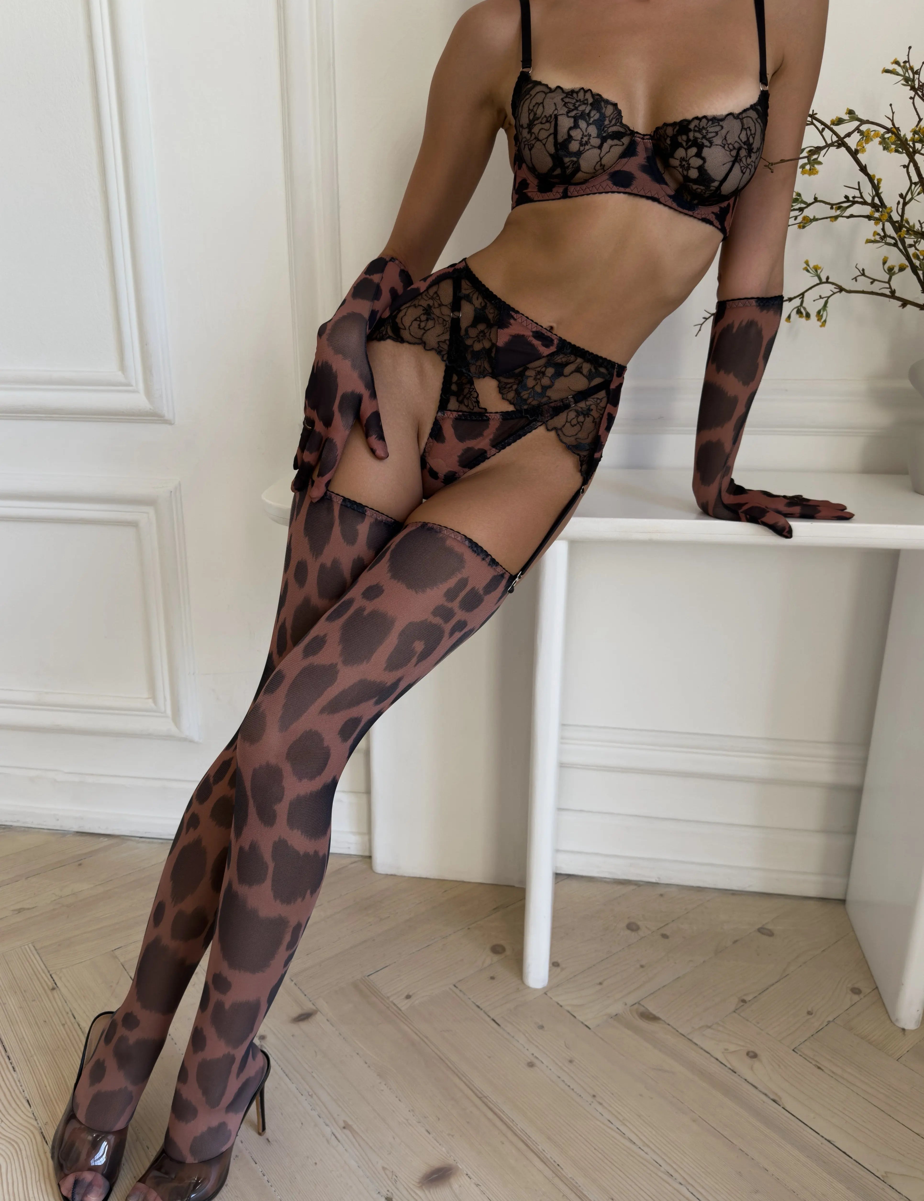 Sheer Leopard Lingerie for Women – Bold Print Bralette Set – Chaotic Fashion