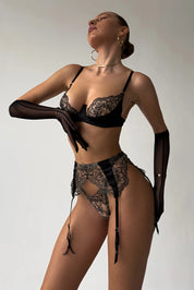 Lace Lingerie Set – Transparent Mesh with Intricate Overlay – Chaotic Fashion