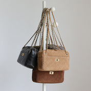Suede Quilted Camera Bag