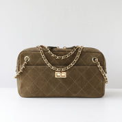 Suede Quilted Camera Bag