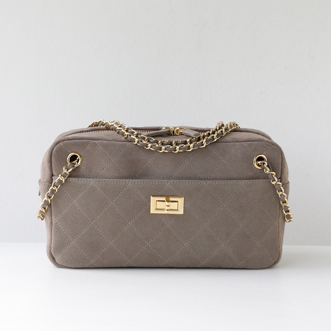 Suede Quilted Camera Bag