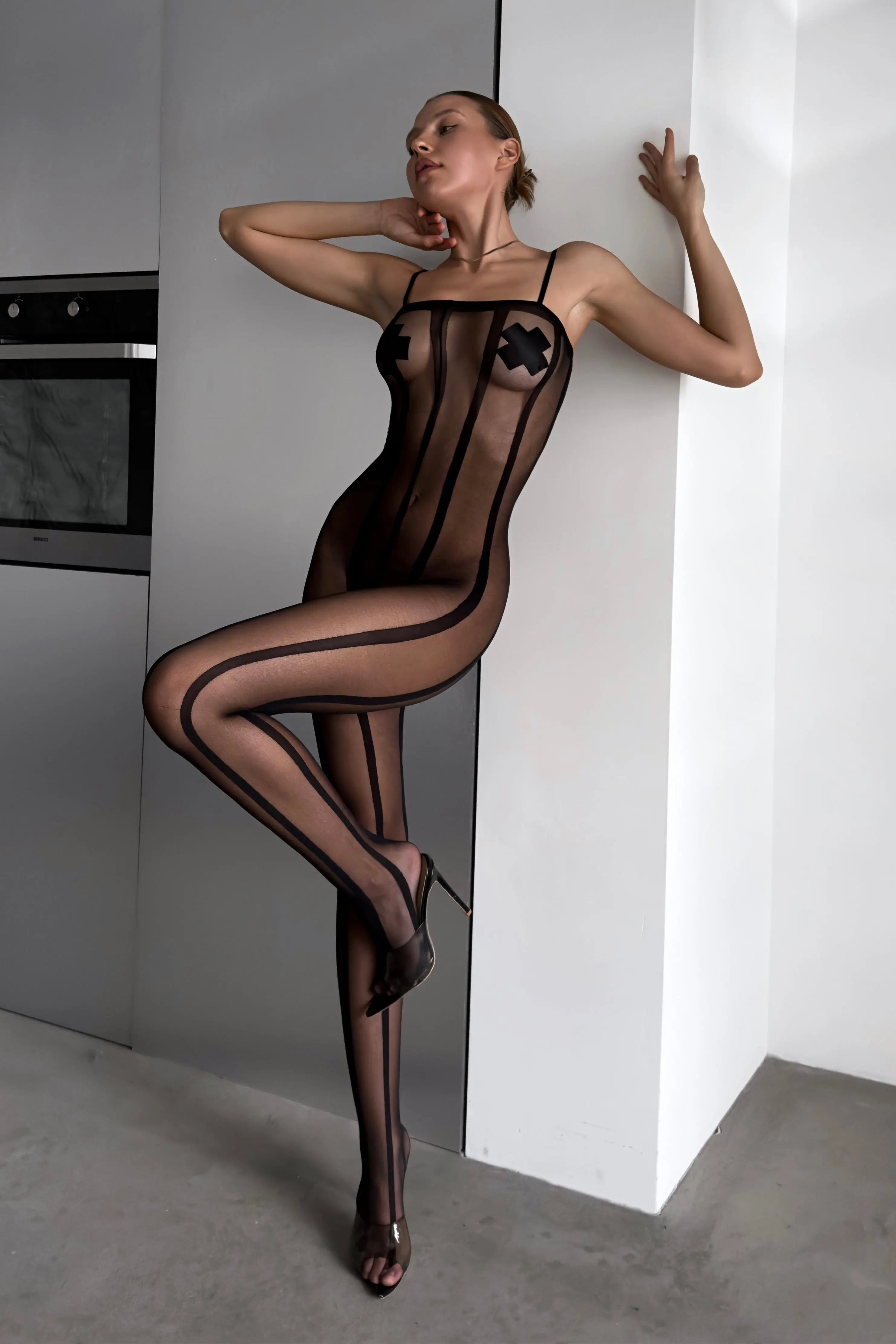 Venux Stripes Crotchless Bodystocking Chaotic Fashion