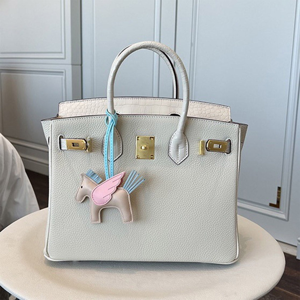 Top Grain Leather Inspired Croc Flap Bag