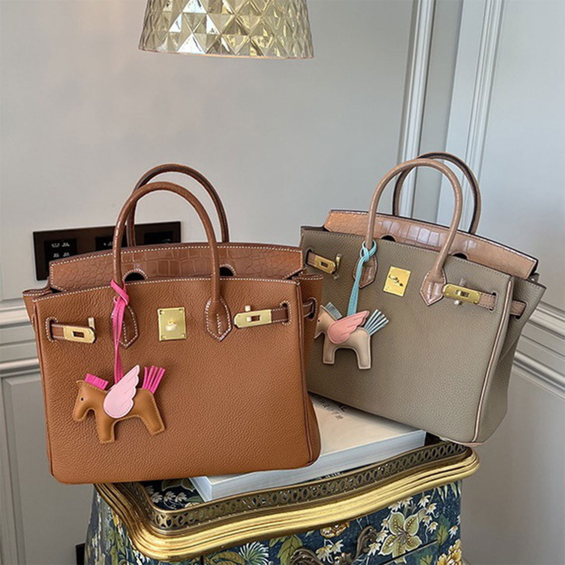 Top Grain Leather Inspired Croc Flap Bag