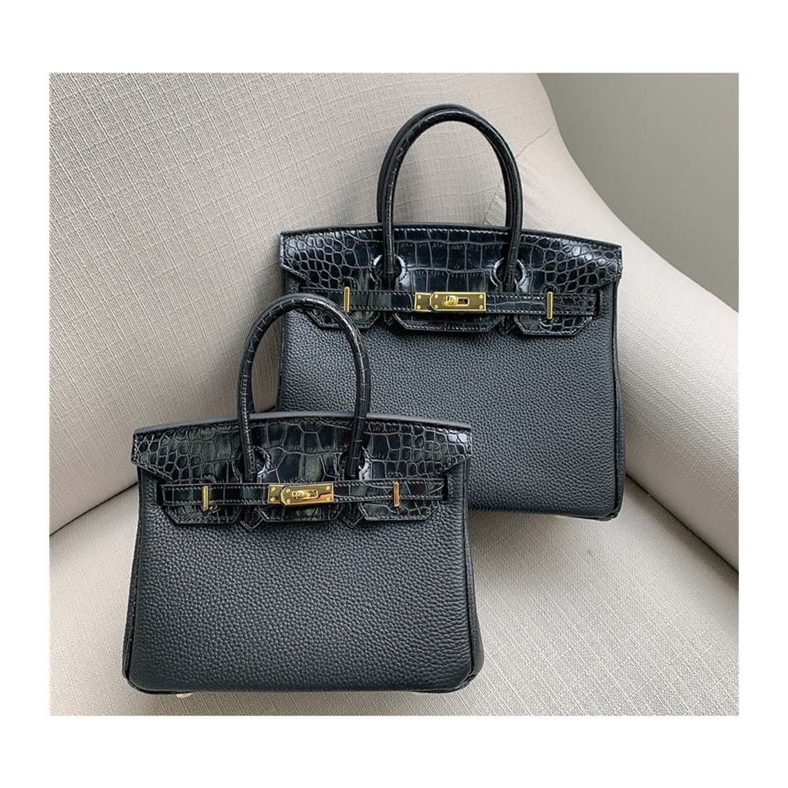 Top Grain Leather Inspired Croc Flap Bag