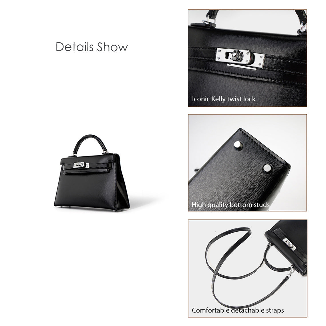 Top Grain Leather Inspired Mini Sellier Kelli Bag