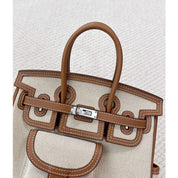 Canvas Leather Inspired Pocket Birk Handbag