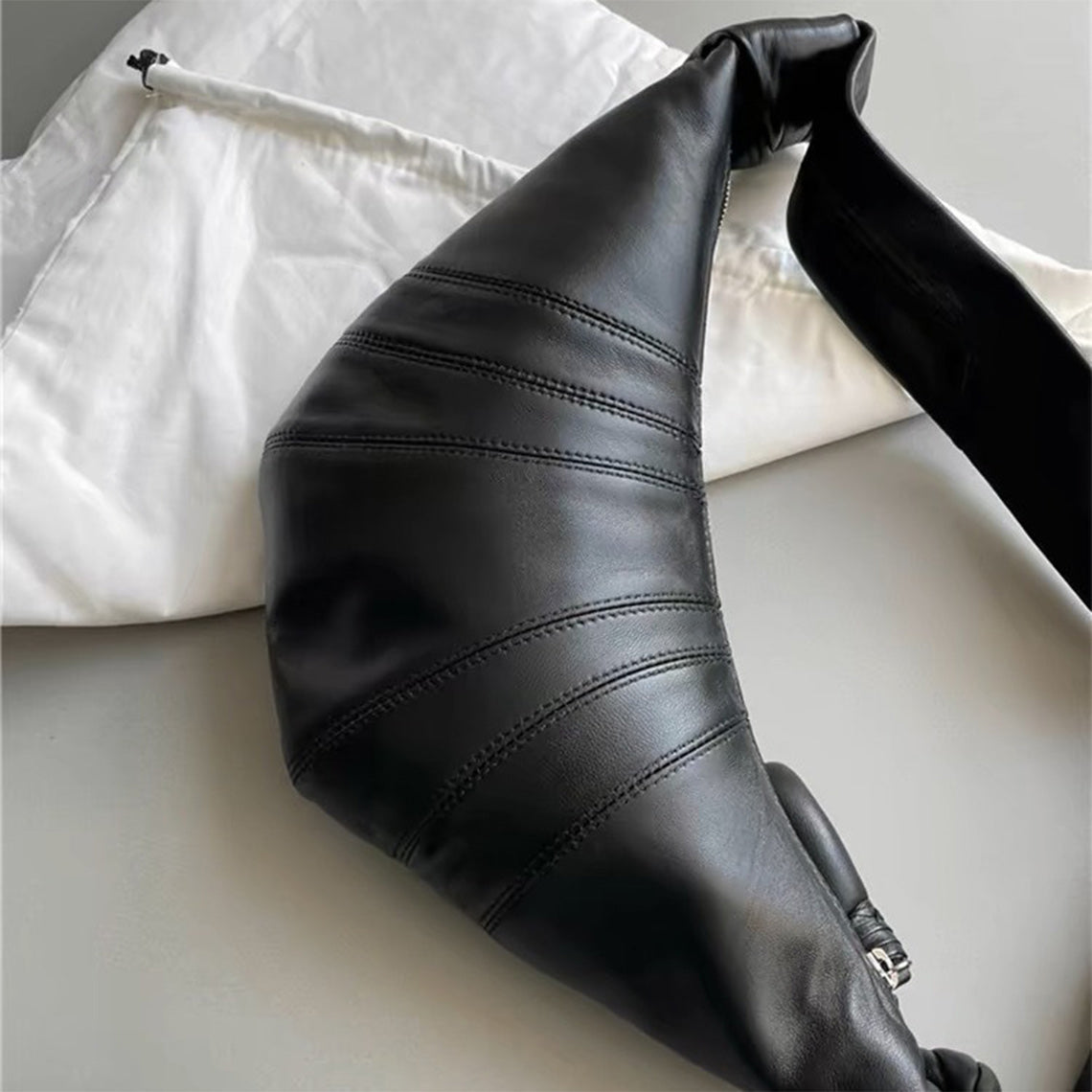 Sheep Leather Croissant Crossbody Bag