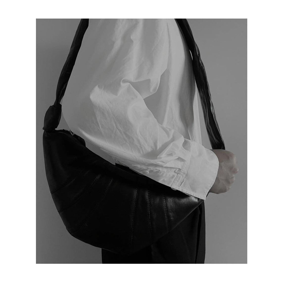 Sheep Leather Croissant Crossbody Bag