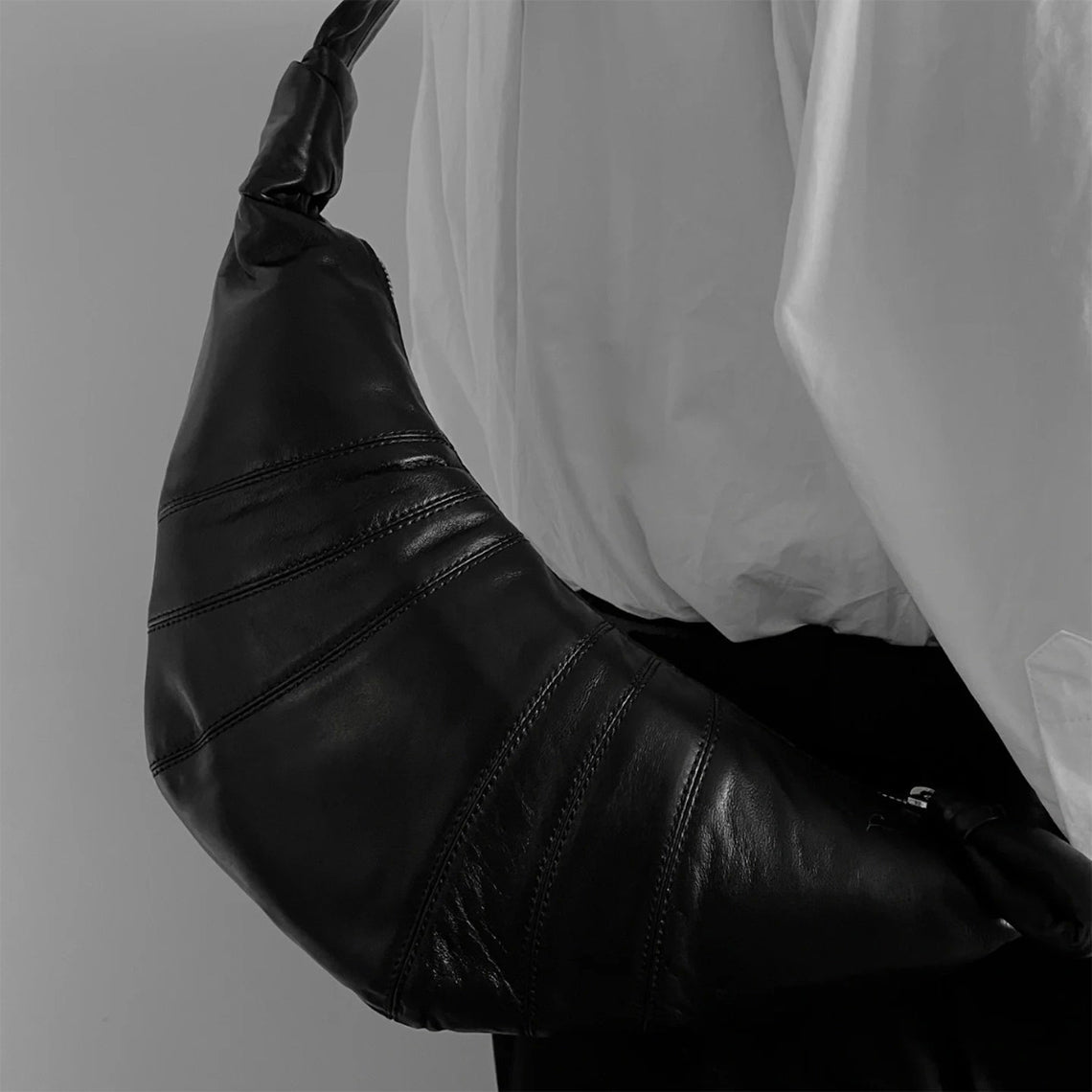 Sheep Leather Croissant Crossbody Bag
