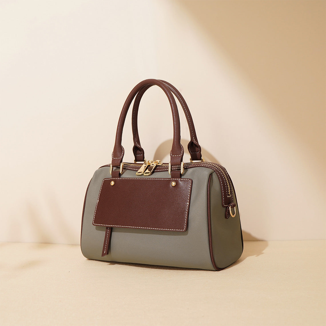 Leather Women Light Boston Handbag