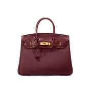 Top Grain Leather Croc Flap New Birk Handbag