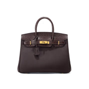 Top Grain Leather Croc Flap New Birk Handbag