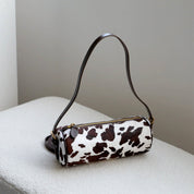 Chic Fur Leather Women Cylinder Bag