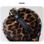 Chic Fur Leather Women Cylinder Bag