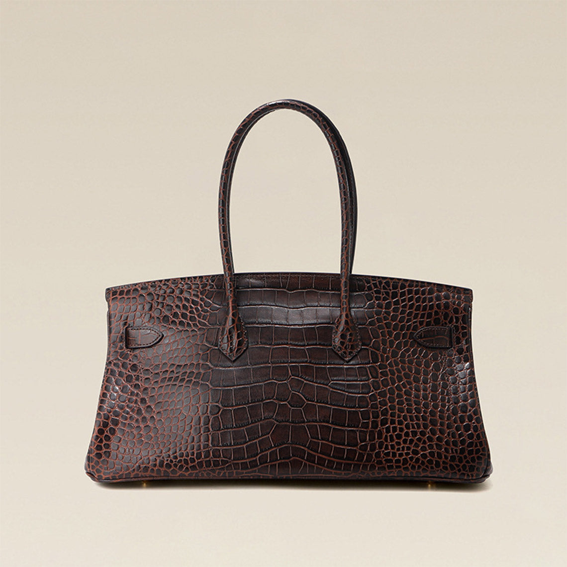Crocodile Embossed Leather Inspired Birk Shoulder Handbag