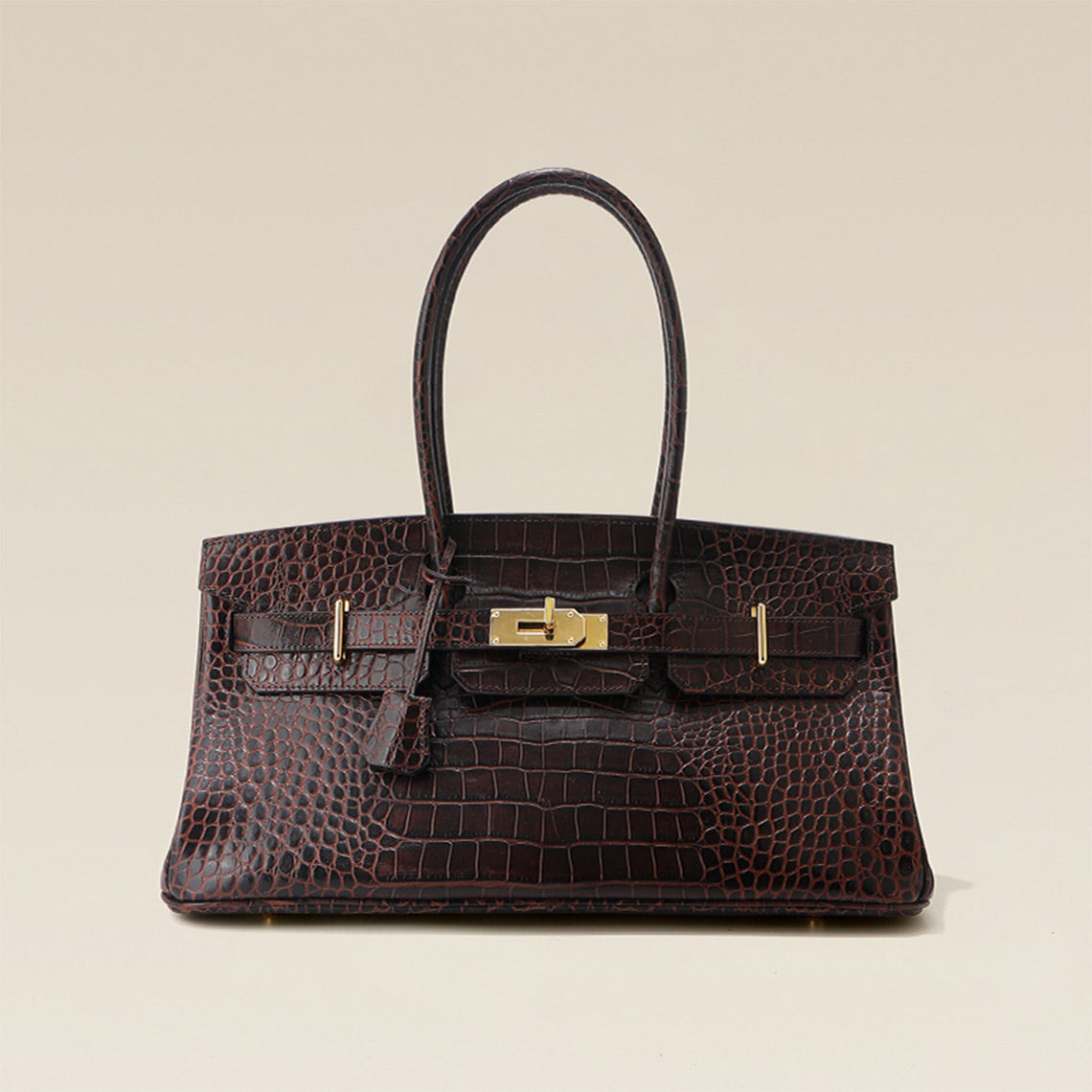 Crocodile Embossed Leather Inspired Birk Shoulder Handbag