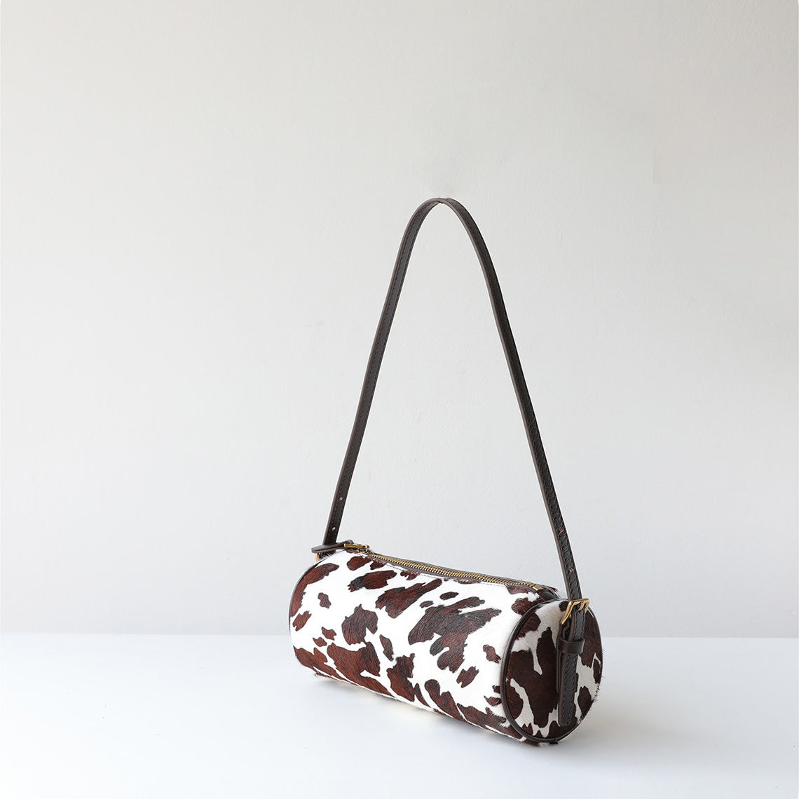 Chic Fur Leather Women Cylinder Bag