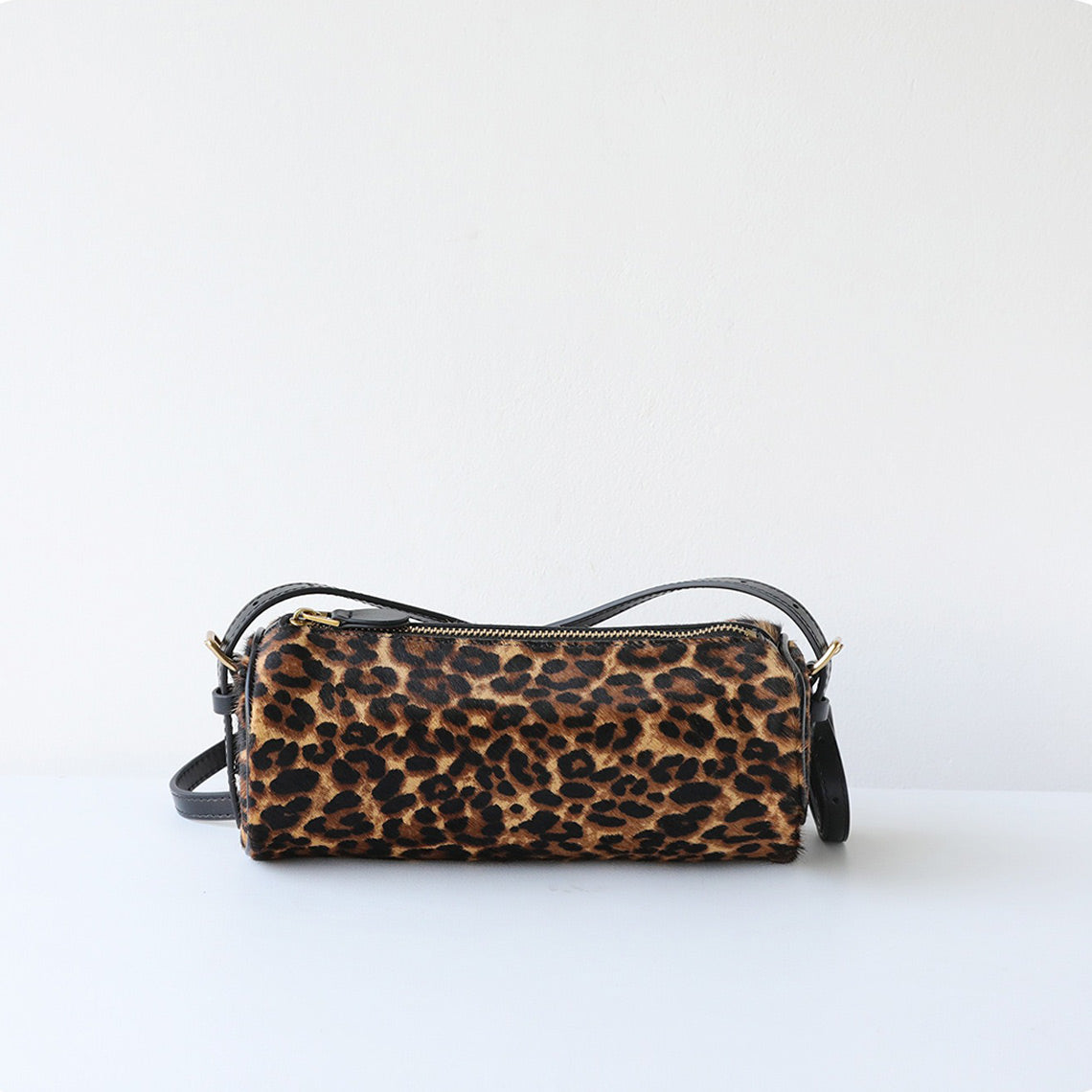 Chic Fur Leather Women Cylinder Bag
