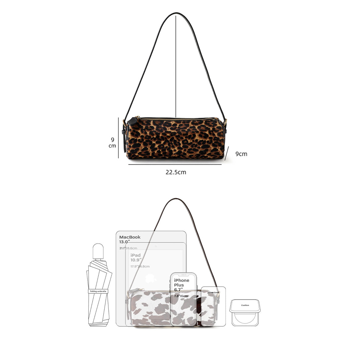 Chic Fur Leather Women Cylinder Bag