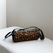 Chic Fur Leather Women Cylinder Bag