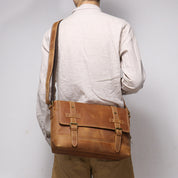Crazy Horse Leather Men's Messenger Satchel Bag