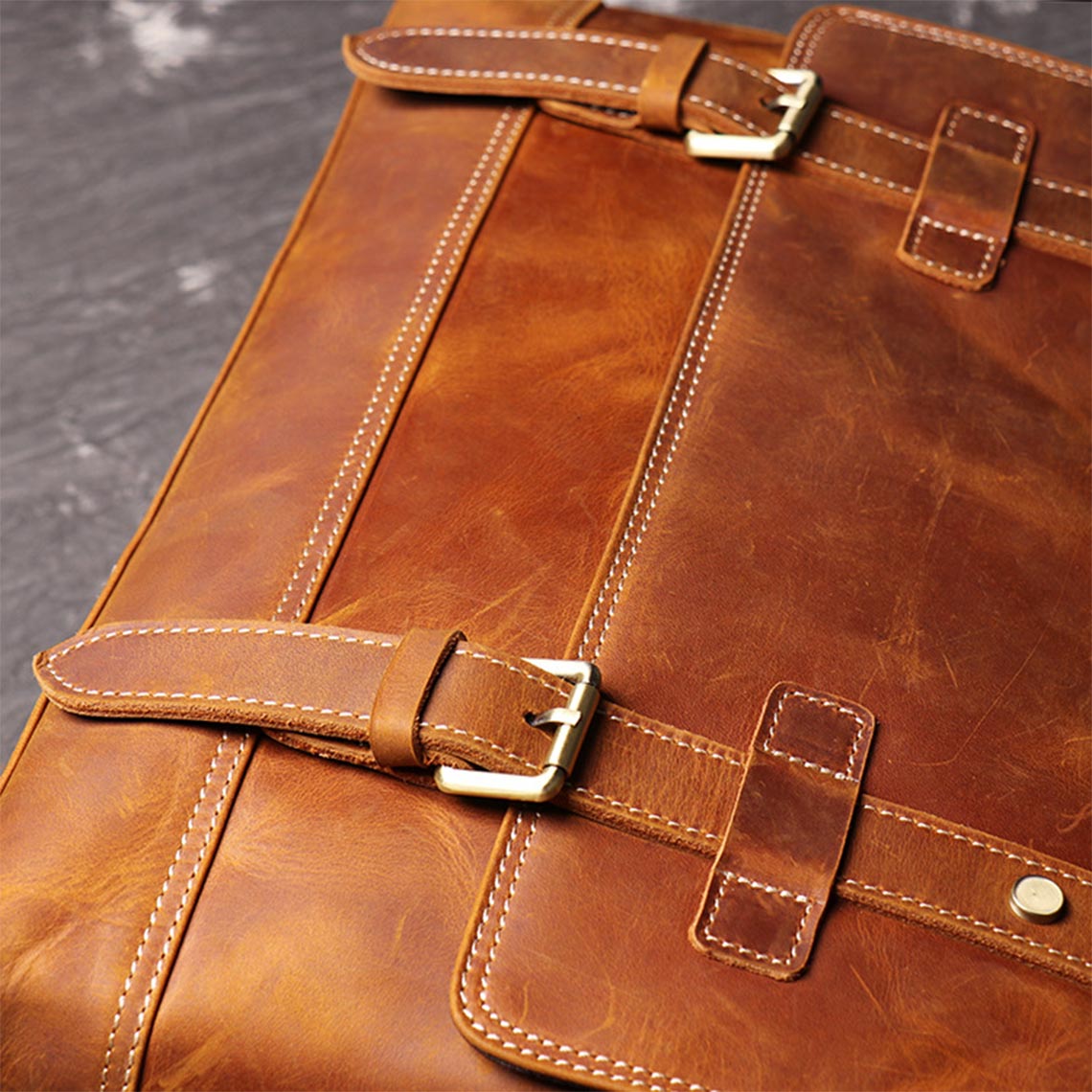Crazy Horse Leather Men's Messenger Satchel Bag