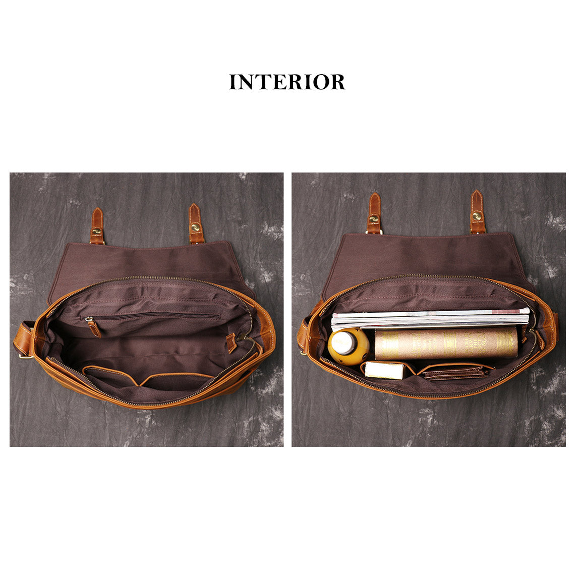 Crazy Horse Leather Men's Messenger Satchel Bag