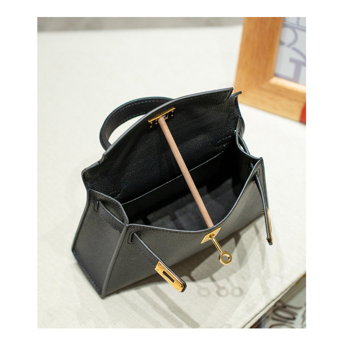 Top Grain Leather Inspired Mini Kelli 19 Handbag