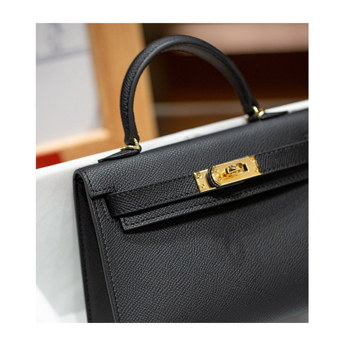 Top Grain Leather Inspired Mini Kelli 19 Handbag