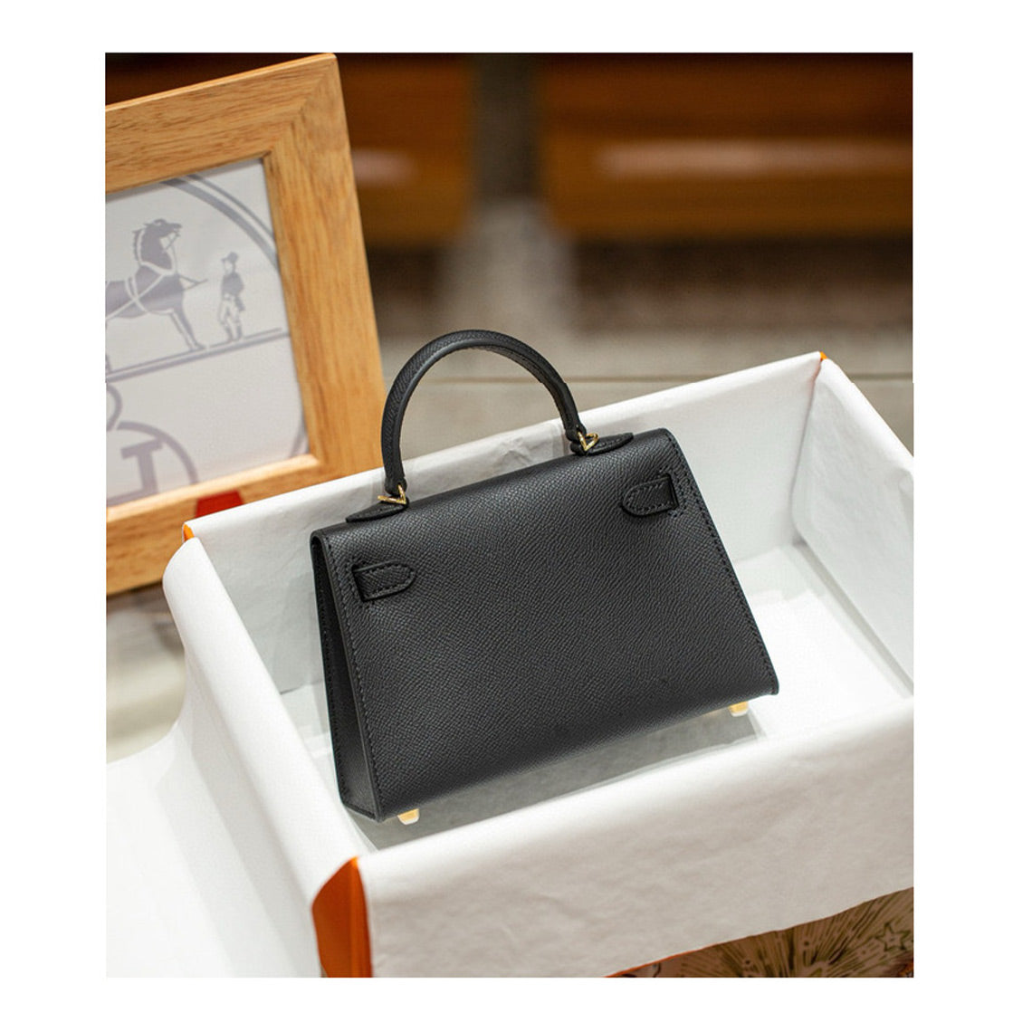 Top Grain Leather Inspired Mini Kelli 19 Handbag
