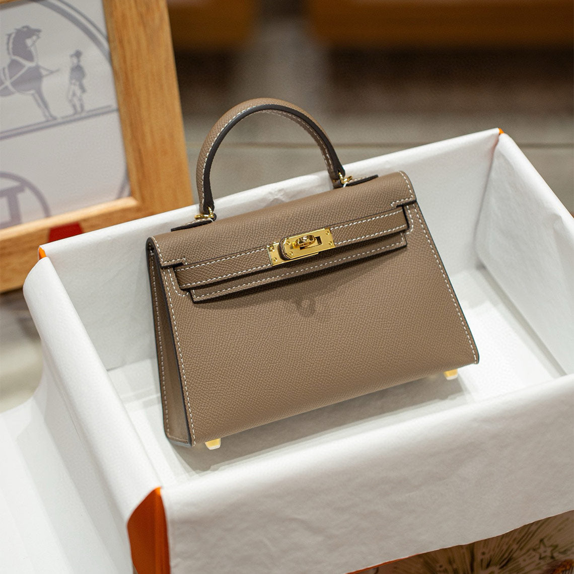 Top Grain Leather Inspired Mini Kelli 19 Handbag