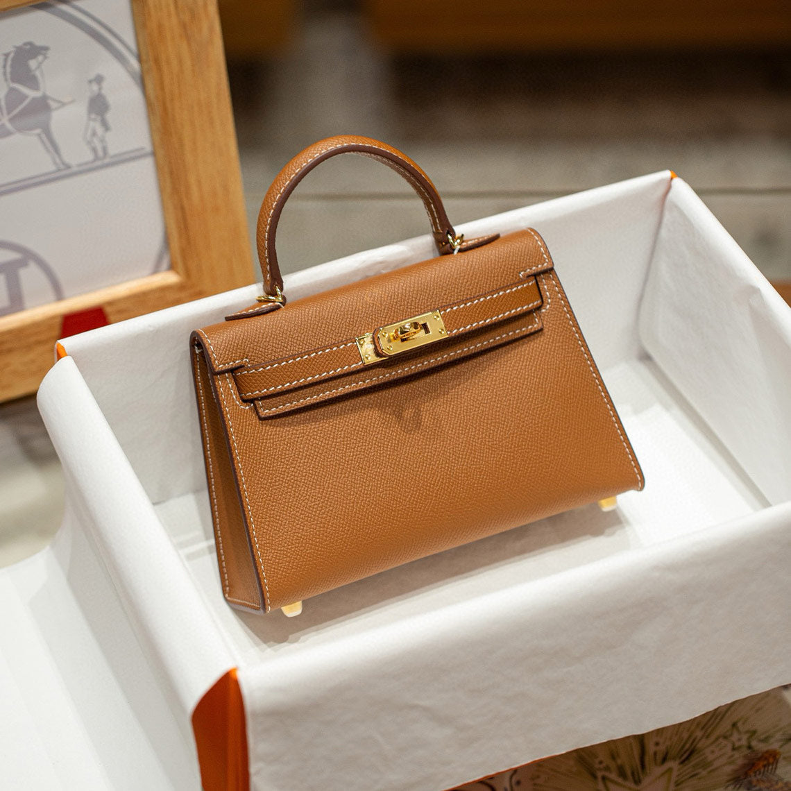 Top Grain Leather Inspired Mini Kelli 19 Handbag